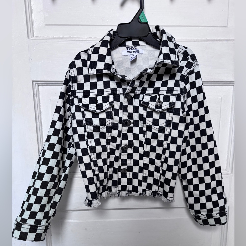 Steve Madden checkered size 6 little girls lightweight Jean jacket